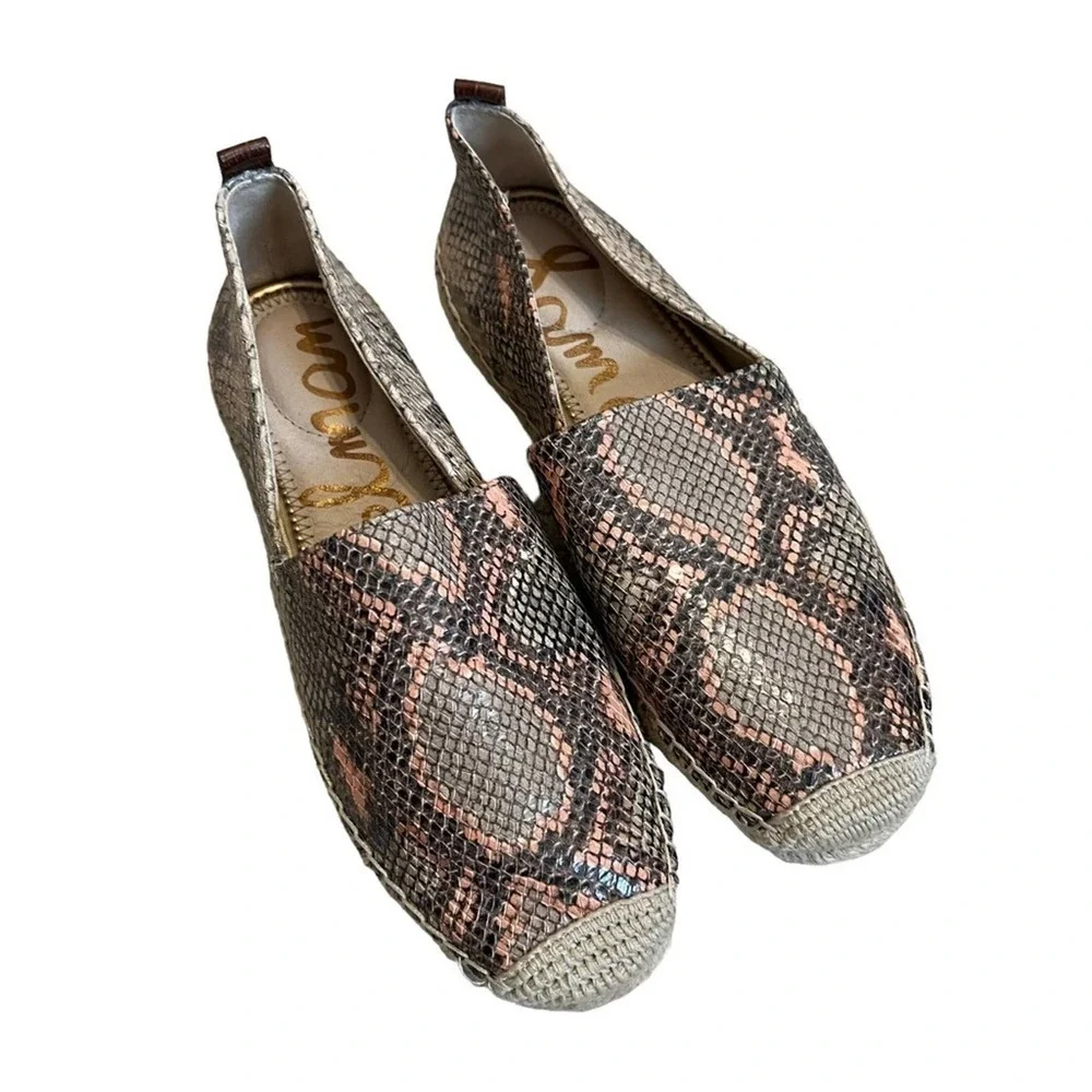 Sam Edelman Khloe Snake-Effect Leather Espadrilles Size 7‎
